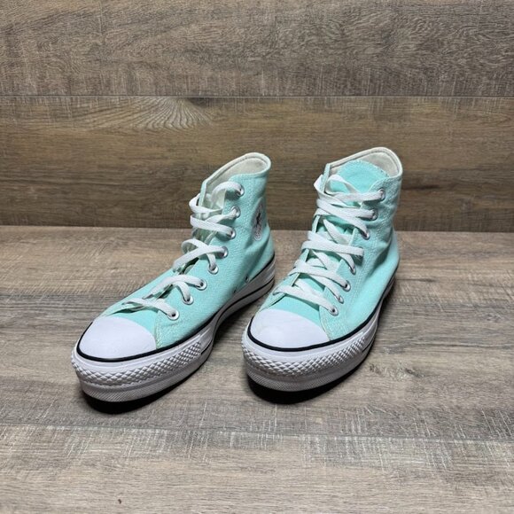 Converse Platform High Top Beach Glass Canvas Sneakers Women's Size 7 - Picture 1 of 7